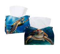 2 pack Tissue Box Cover for Room, Home & Office, Sea Turtle (2) Tissues Boxes Holder