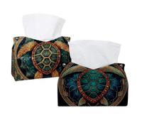 2 pack Tissue Box Cover for Room, Home & Office, Sea Turtle MandalaTissues Boxes Holder
