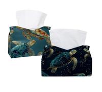 2 pack Tissue Box Cover for Room, Home & Office, Tortoise Sea Turtle Pattern (3) Tissues Boxes Holder