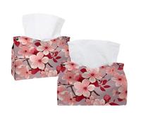 2 Pack Tissue Box Cover Holder, Cherry Blossoms seamless Pattern Rectangular Napkin Facial Tissues Holder Dispenser for Bedroom Bathroom Office Home