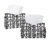 2 Pack Tissue Box Cover Holder, Western Africa Geometric Pattern Rectangular Napkin Facial Tissues Holder Dispenser for Bedroom Bathroom Office Home