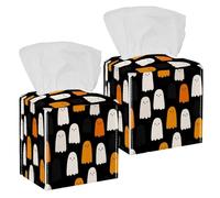 2 Pack Tissue Box Cover, Seamless Cute Halloween Ghosts Square Tissue Box Holder for Bathroom Dresser Table Countertop Night Stand Office Car