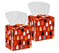 2 Pack Tissue Box Cover, Seamless Pattern with Cute Halloween Ghosts Square Tissue Box Holder for Bathroom Dresser Table Countertop Night Stand Office Car