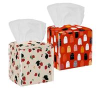 2 Pack Tissue Box Cover, Seamless Pattern with Cute Halloween Ghosts Square Tissue Box Holder for Bathroom Dresser Table Countertop Night Stand Office Car