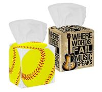 2 Pack Tissue Box Cover, Where Words Fail Music Speaks Quotes PU Leather Square Tissue Box Holder for Bathroom Dresser Table Countertop Night Stand Office Car