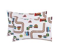 2-Pack Toddler Travel Pillowcases -100% Soft Microfiber, Breathable and Hypoallergenic - 14" by 20" Kids Pillowcases fits Pillows 14x19, 13x18 or 12x16, Choo Choo Train