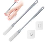 2 Pack Toe Cleaning Brush,15.7" Long Handle Silicone Foot Scrubber Bath Brush Bathroom Cleaner for Seniors Elderly Men and Women (Grey)