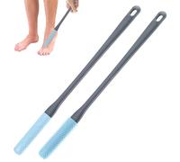 2 Pack Toe Cleaning Brush Foot Scrubber in Shower with Long Handle Soft Bath Toe Gap Handicap Skin Exfoliation Lotion Soap Applicator File Dead Skin for Seniors Elderly Men Women File Dead Skin