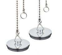 2 Pack Tomario Chrome Bath Plug, 450mm Stainless Steel Ball Chain Hook Pedestal Bathroom Sink Plug for Kitchen Bath Sink Drain Stopper Plug (45mm, 1 3/4 Inch)