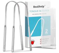 2 Pack Tongue Scraper, 100% Surgical 304 Stainless Steel Tongue Cleaner for Adults And Kids, Professional Tongue Brush for Oral Care, Improve Bad Breath and Fresh Breath