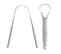 2 Pack Tongue Scraper Stainless Steel Tongue Cleaner Metal Tongue Care Tool Oral Cavity Scrapers Fresh Breath Care Scraper for Dental Hygiene and Reducing Bad Breath ('U' Shape and 'Handle' Shape)