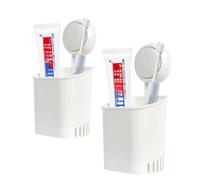 2 Pack Toothbrush Holder Wall Mounted, Suction Cup Toothbrush Holder with Drainage, Electric Toothbrush Holders for Bathroom No Drilling Toothpaste Holder Stick on Razor Holder for Shower