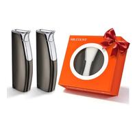 2 Pack Torch Lighter, Windproof Jet Flame Butane Gas Lighter, Metal Refillable Pocket Lighter,Lighter for Candles, Camping, BBQ, Outdoor Daily Use (No Butane)