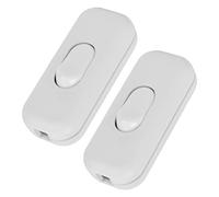 2 Pack Torpedo Rocker Switch 6Amp Inline Cord for Small Appliance or Lamp - Flat Wire Light Bulb AC 6A Dual Pole White