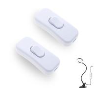 2 Pack Torpedo Switch 250V 6Amp In LineSwitch for Lamps Compatible with 2 Core & 3 Core Round or Flat Wire for Desk Lamp Light Bulb Switching (White)