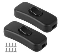2 Pack Torpedo Switch Black, Double Pole Switching, 250V, 6Amp, Inline Switch Accepts 2 or 3 Core Round or Flat Wire,