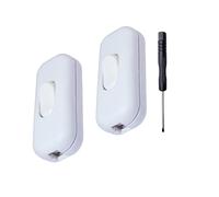 2 Pack Torpedo Switch, Double Pole Switching 250V 6A, Corded Replacement For Round Or Flat Wire, In Line Control For Lamp, 2/3 Core Cables, Kit With Flat-Head Screwdriver