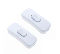 2 Pack Torpedo Switch White, Double Pole Inline Cord, 250v 6a, Inline Light Switch for 2 or 3 Core Round or Flat Wire, Ideal for Desk Lamp, Light Fixture, Bulb Switching