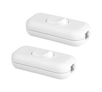 2 Pack Torpedo Switch White, Double Pole Switching, 250V, 6Amp, Inline Switch Accepts 2 or 3 Core Round or Flat Wire, for Desk Lamp/Light/Bulb Switching