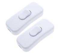 2 Pack Torpedo Switch White, Double Pole Switching, 250V, 6Amp, Inline Switch Accepts 2 or 3 Core Round or Flat Wire, for Desk Lamp/Light/Bulb Switching