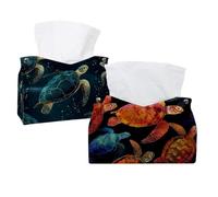 2 pack Tortoise Sea Turtle Pattern (2) Tissue Box Cover, 7.5x5x6in