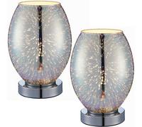 2 Pack Touch On/off Table Lamp Holographic Glass Shade Unique Bedside Desk Light