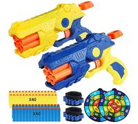 2 Pack Toy Foam Blaster Blaster Toy Gun Compatible with Nerf Bullets, 6 Auto-Dart Rotating Drum Soft Bullets Pistol, Children Christmas Birthday Boys and Girls 6 + Years Kids Old Indoor Outdoor Games