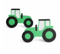 2-Pack Tractor Theme Children’s Door Knobs - Pull Handles for Wardrobe & Cupboards - Nursery, Playroom, Bedroom Decor (Large 9 cm x 6 cm) (Green, Wardrobe)