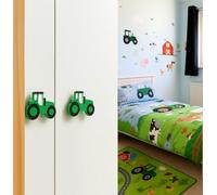 (2-Pack) Tractor Theme Children's Door knobs - Pull Handles for Wardrobe & Cupboards -Nursery,Playroom Bedroom Decor (Large 9 cm x 6 cm)