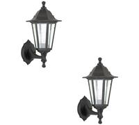 2 PACK Traditional Lantern IP44 Wall Light - 60W E27 GLS LED - Dimmable Lamp