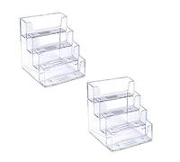 2 Pack Transparent 4-Tier Business Card Holder Acrylic Card Display Desk Stand Holder