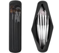 2 Pack Travel Makeup Brush Holder, Silicon Trendy and Portable Cosmetic Face Brushes Holder, Soft and Sleek Makeup Tools Organizer for Travel Black