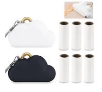2 Pack Travel Portable Lint Roller with Hand Strap, Reusable Mini Lint Rollers with 6 Refill, Lint Remover for Clothes Bag (Black+White)