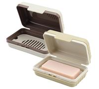 2 Pack Travel Soap Case with Lid & Removable Draining Tray, Travel Soap Dish Saver Box, Portable Shampoo Bar Container Holder for Gym Camping Outdoor Bathroom Shower (Yellow & White)