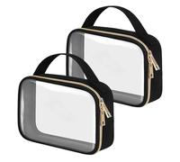 2 Pack Travel Toiletry Bag,See Through Bag, Airport Security Approved Clear Makeup Bag, 180 Opening Easy Access Toiletry Bag with Double Zipper, Clear Airport Toiletry Bags for Women and Men, 20 ×
