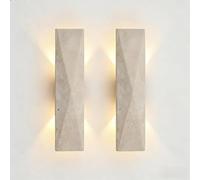 2-Pack Travertine Lamp Wall Sconces, Japanese Style Modern Wall Sconces with Warm Lighting, Natural Stone Wall Sconce for Indoor Outdoor Use, Waterproof Wabi Sabi Decor Wall Lights,32cm
