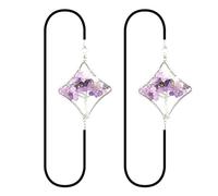 2 Pack Tree Elastic Bookmark Rhombus Elastic Band Vintage Metal Bookmarks Crystal Stone Amethyst Chakras Lucky Book Page Marker