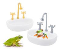 2 Pack Tree Frog Tank Accessories - Toad Habitat Decoration Reptile Creative Feeding Bowl for Toad, Tadpole, Lizard, Leopard Gecko, Hermit Crabs, Corn Snake, Spider, Scorpion, Amphibian, Aquatic