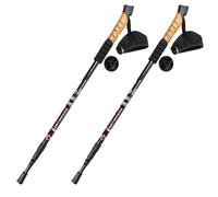 2 Pack Trekking Poles, Walking Poles Telescopic, Hiking Sticks 68-135cm with Cork Grip Aluminum Alloy, T-Shaped Handle for Women Men, Hiking, Camping (Black)