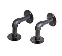 2-Pack,Triangle Retro Wall Mounted Decorative Shelving,Iron Heavy Duty Shelf Brackets,Industrial Shelf Bracket,Kitchen/Bedroom,Pipe Brackets Supports,with Screws,Black (10cm/3.94in)