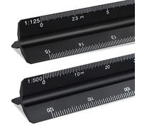 2 Pack Triangular Scale Ruler 30cm, SZXMDKH Metal Ruler, 1:20, 1:25, 1:50, 1:75, 1:100, 1:125 and 1:100, 1:200, 1:250, 1:300, 1:400, 1:500 (Black)