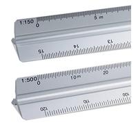 2 Pack Triangular Scale Ruler 30cm, SZXMDKH Metal Ruler, 1:20, 1:25, 1:50, 1:75, 1:100, 1:150 and 1:100, 1:200, 1:250, 1:300, 1:400, 1:500 (Silver)