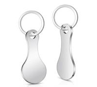 2 Pack Trolley Token Key for Supermarket Trolleys - Stainless Steel Reusable Trolley Keyring, Coinless Shopping Trolley Release Tool
