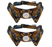 2 Pack Tropical Tigers Flowers Dog Collars Bowtie with Shirt Collar Adjustable Pet Cats Puppies Necktie for Small Girl Boy Dog Wedding Birthday Gift