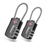 2 Pack TSA Approved Luggage Locks, Alloy Combination Travel Cable Padlock, Metal 3-Digit Waterproof Lock, TSA Accepted Outdoor Keyless Resettable Lock for Lockers, Bags, Gym, Gate-Black