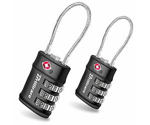 2 Pack TSA Approved Luggage Locks, Combination Travel Cable Lock, 3-Digit Waterproof Padlock, Zinc Alloy Outdoor Keyless Resettable Lock for Travel, Lockers, Bags, Backpack, Gym, Gate-by Brillirare