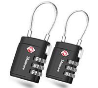 2 Pack TSA Approved Luggage Locks, Combination Travel Cable Suitcase Padlock with Alloy Body, Metal 3-Digit Waterproof Lock, TSA Accepted Outdoor Keyless Resettable Lock for Lockers, Bags, Gym-Black