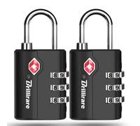 2 Pack TSA Approved Luggage Locks, Combination Travel Padlock, 3-Digit Waterproof Lock, TSA Accepted Outdoor Keyless Resettable Lock for Lockers, Bags, Backpack, Gym, Gate, Anti Theft-Black