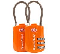 2-Pack TSA Approved Travel Combination Cable Luggage Locks for Suitcases & Backpacks | TSA Locks | Luggage Locks | Orange