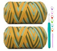 2 Pack Tshirt Yarn for Crochet,Rainbow T Shirt Soft Elastic Fabric Chunky Thick T-Shirt Crochet Yarn for Crocheting Knitting Beginner Hand Knitting Bag/DIY Craft/Home Decor 2 * 400G-Green Blue